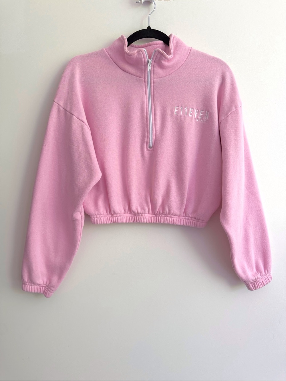 E11even Miami Pink Half-Zip Cropped Fleece Pullover XS/S
